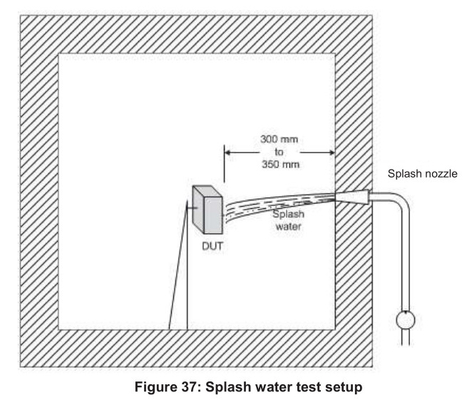 ISO 16750-4 Şekil 4 Sıçrama Su Test Cihazı ile Termal Şok IP Test Cihazları Splas için Paslanmaz Çelik Test Kurulumu